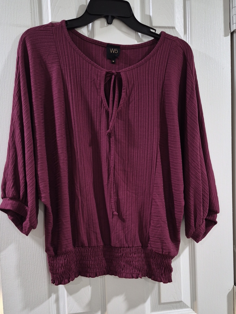 W5 Women's Plum Textured Tie-Front Tunic Top